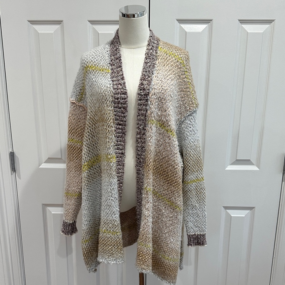 Free People Daydreamer Angel Food Knit Deconstructed Patchwork Cardigan Size SP